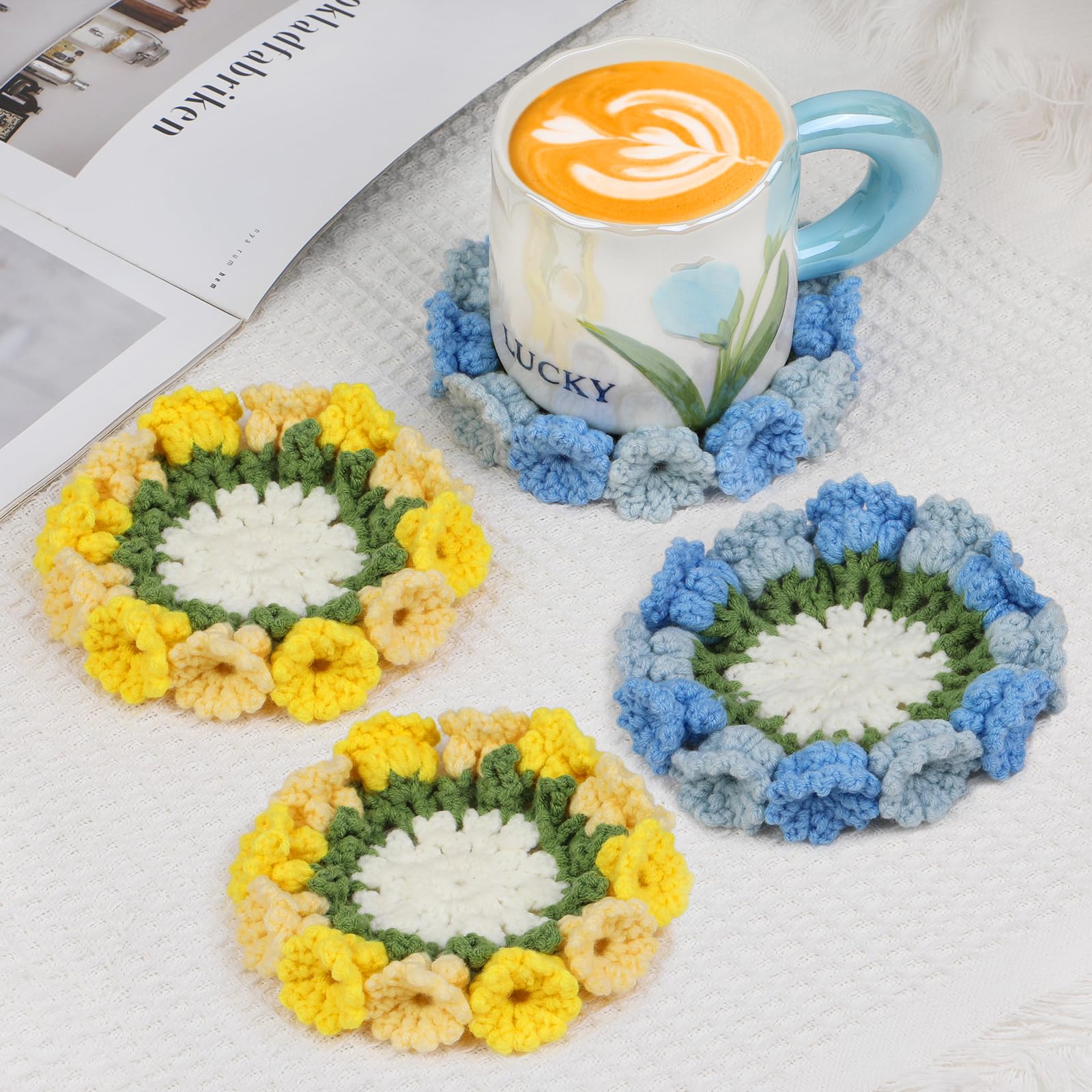 LetCartMaker Kit De Crochet Pour Débutant, 4 Sous-verres