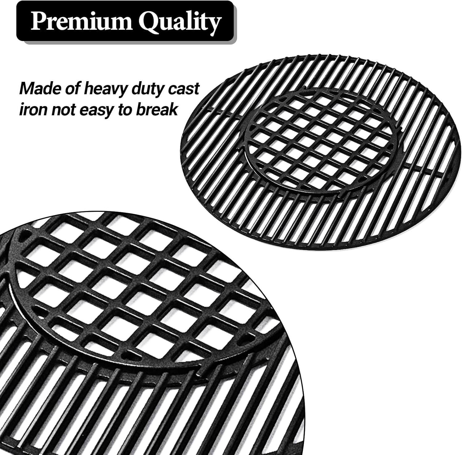 Uniflasy Cast Iron Cooking Grate for Weber 22 inch Kettle Grills, Gourmet BBQ System, One-Touch, Bar-B-Kettle, Master-Touch, Performer, for Weber 22.5 inch Original Kettle Premium Charcoal Grill, 8835
