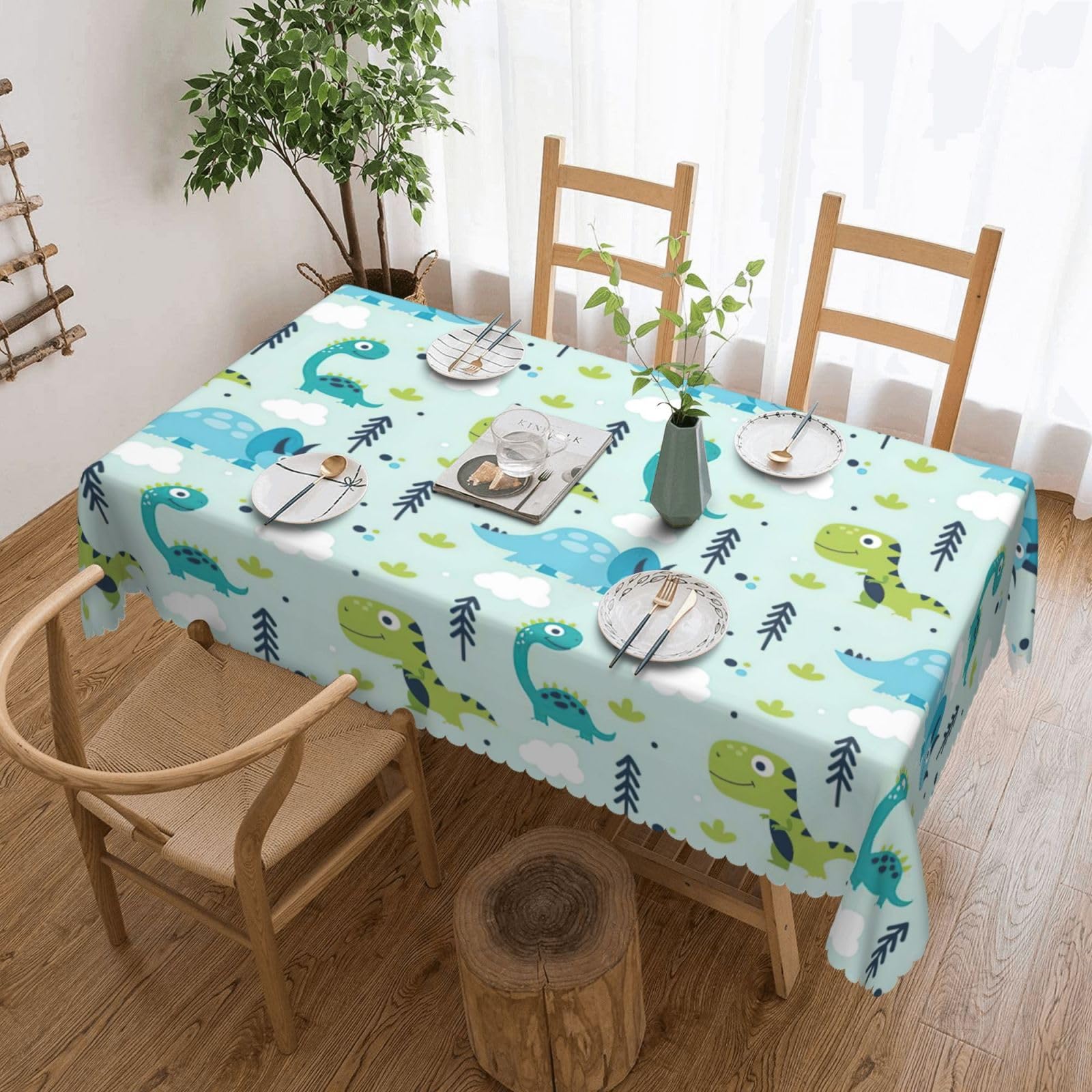 Nappe rectangulaire en tissu dinosaure pour buffet et salle à manger