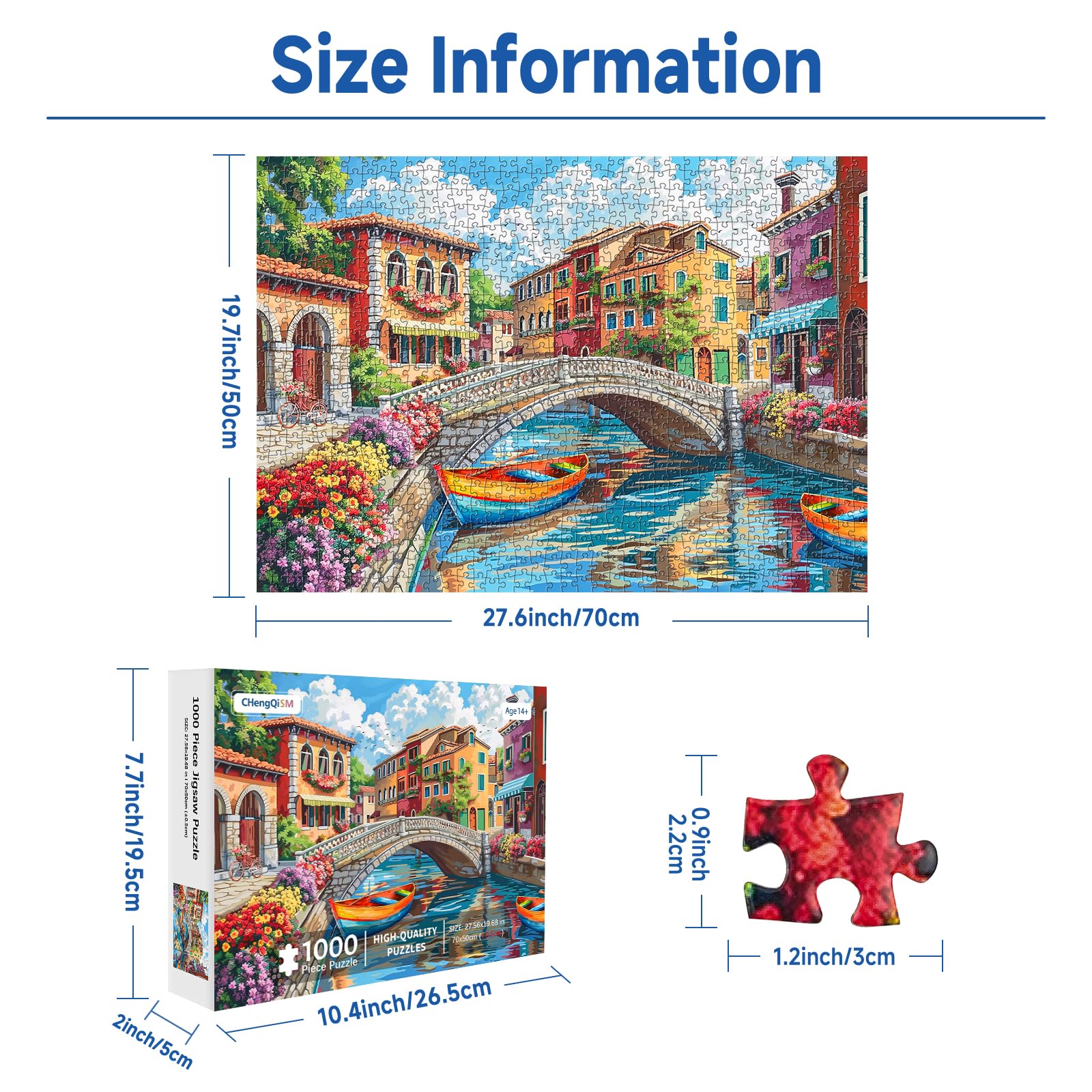 Jigsaw Puzzle 1000 Pieces-Italian style town puzzles for adults Landscape jigsaw puzzles for adults 1000 Natural Scene Puzzles for Adults Teens Interactive Toy Brain Teaser - Image 3