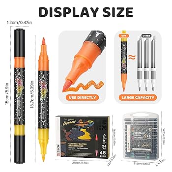 肩幅ヒロシ162cm №4754 グリッターA 26インチ イエロー Amazon | ZSCM 48色 デュオグリッターブラシマーカー 24本パック