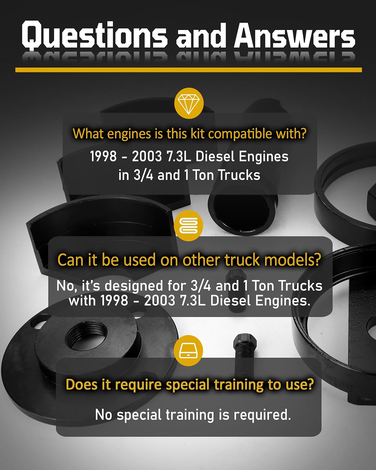 Rear Main Seal Installer Kit Compatible with Ford 7.3L Diesel Engines 3/4 and 1 Ton Trucks 1998 1999 2000 2001 2002 2003 7835