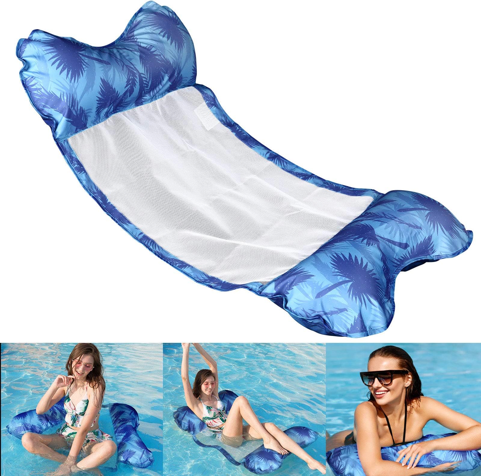 Aiglam Water Hammock, Pool Hammock 4-in-1 Pool Lounge Float Portable Hammock Inflatable Hammock Pool Beach Floating Recliner for Adult (Upgraded)