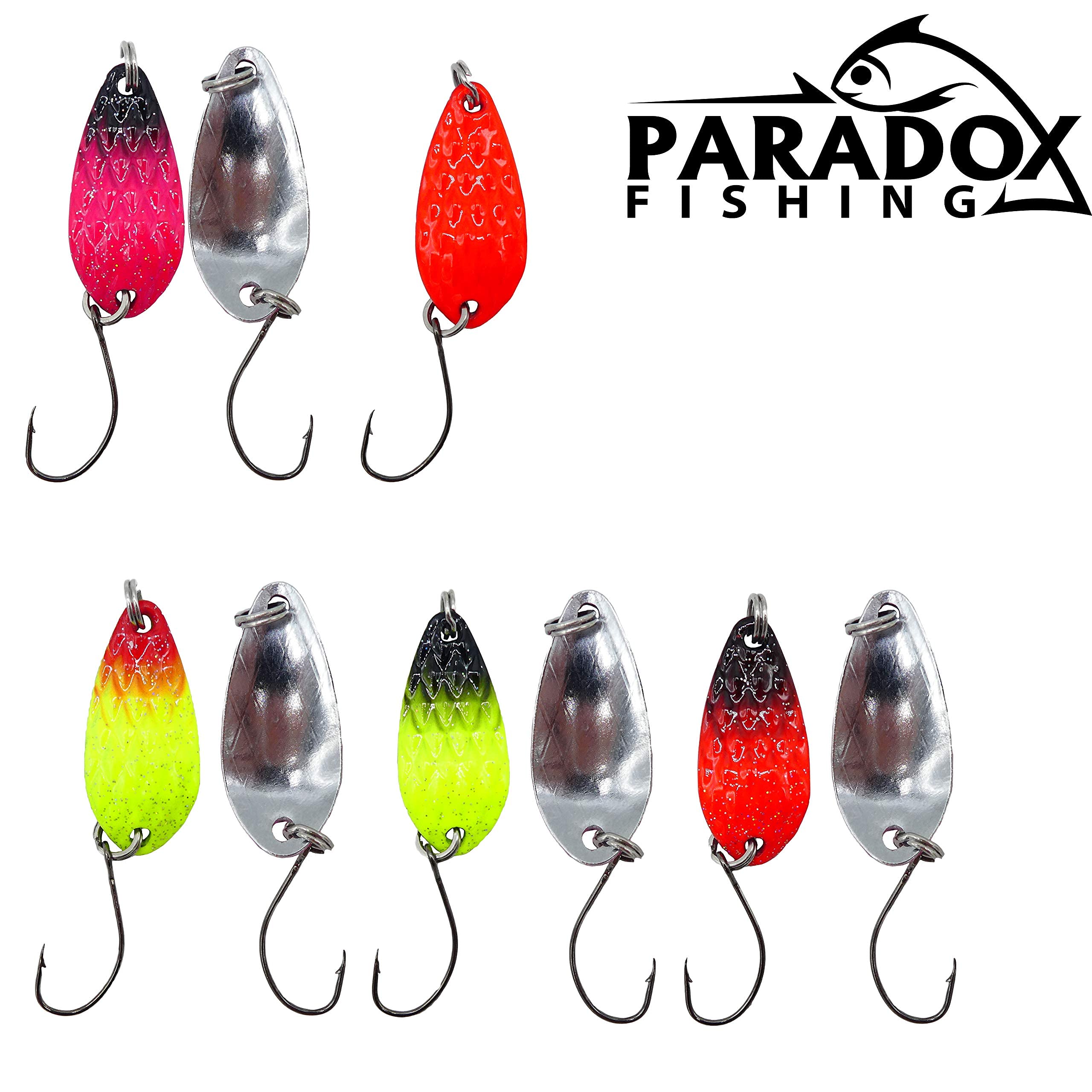 Set 5 Cucchiai Da Pesca Alla Trota Paradox - Esche UV Da 3,5g Con Snaps, Ideali Per Trote - Foto 2