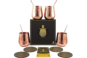 Stemless Copper Wine Glasses Copper Gifts Set of 4 For Men Women