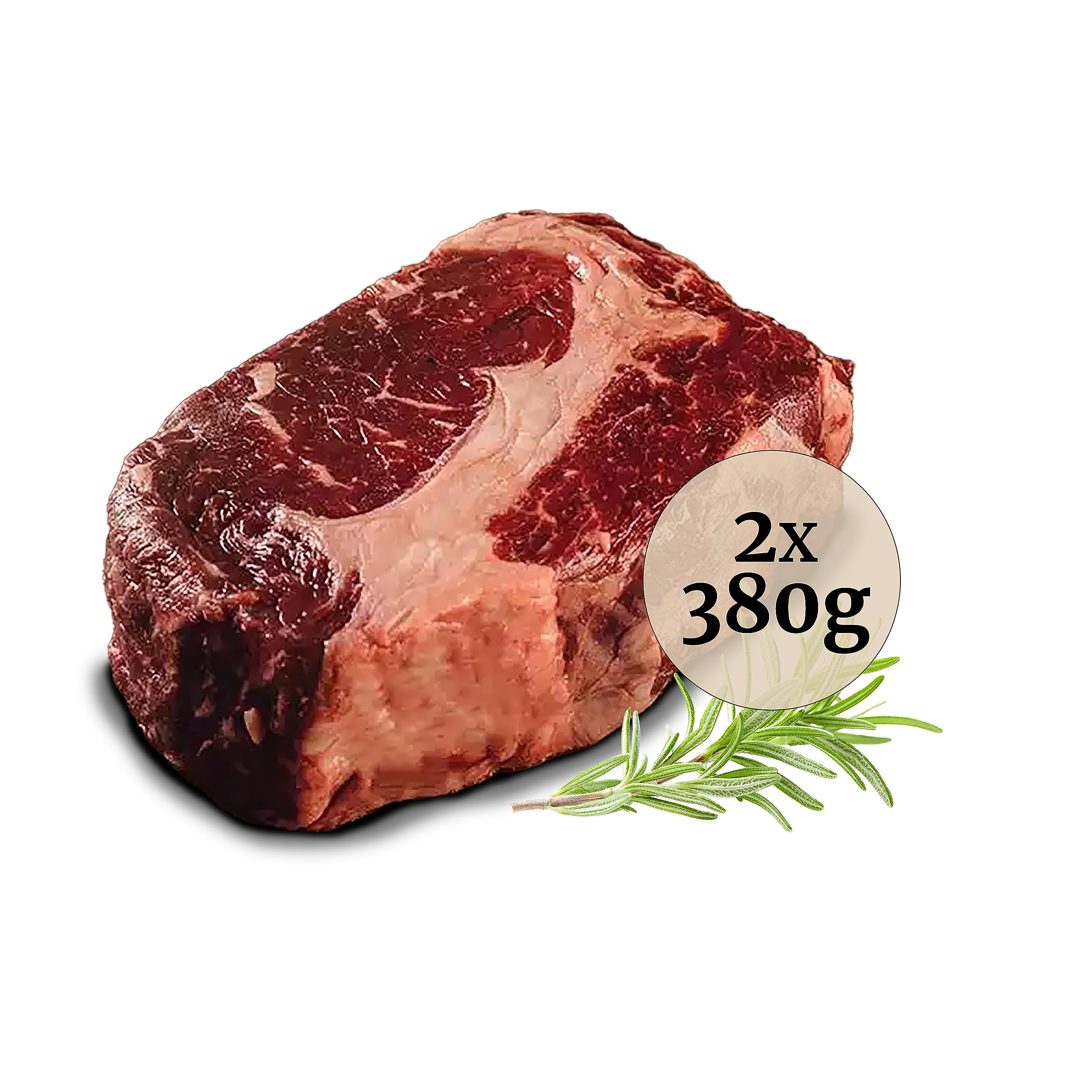 BÜFFEL BILL Rib-Eye Steak Gentlemen's Cut (4cm) - 2x380g | Zartes hochwertiges Wasserbüffelfleisch aus dem Hochrücken I Geprägt von Wildkräuteraroma