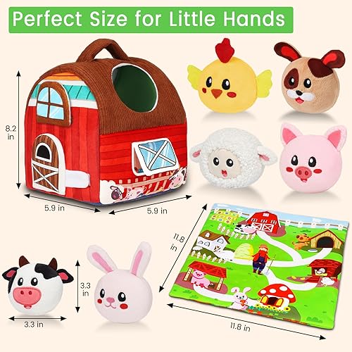 Miniatura 2 de Avesa Juguetes para bebés de 6 a 12 meses, juguete suave de granero con animales de granja de peluche, sonajero, juguetes Montessori para bebés de 6