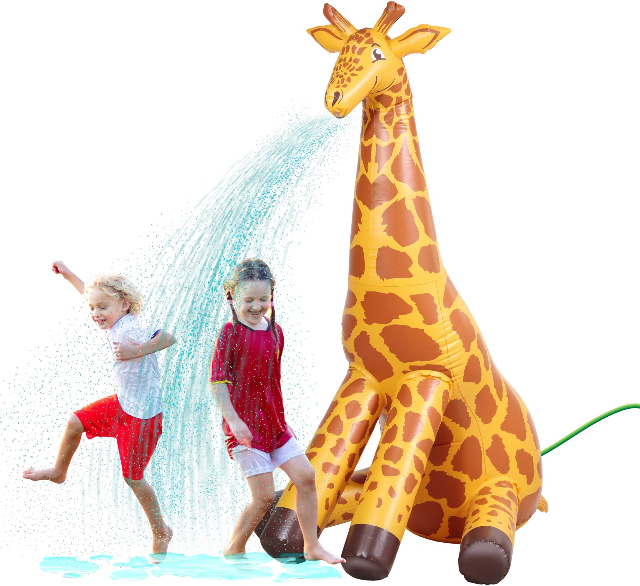 GoFloats Giant Inflatable Giraffe Party Sprinkler - 7 Feet Tall Yard Sprinkler for Kids Summer Fun