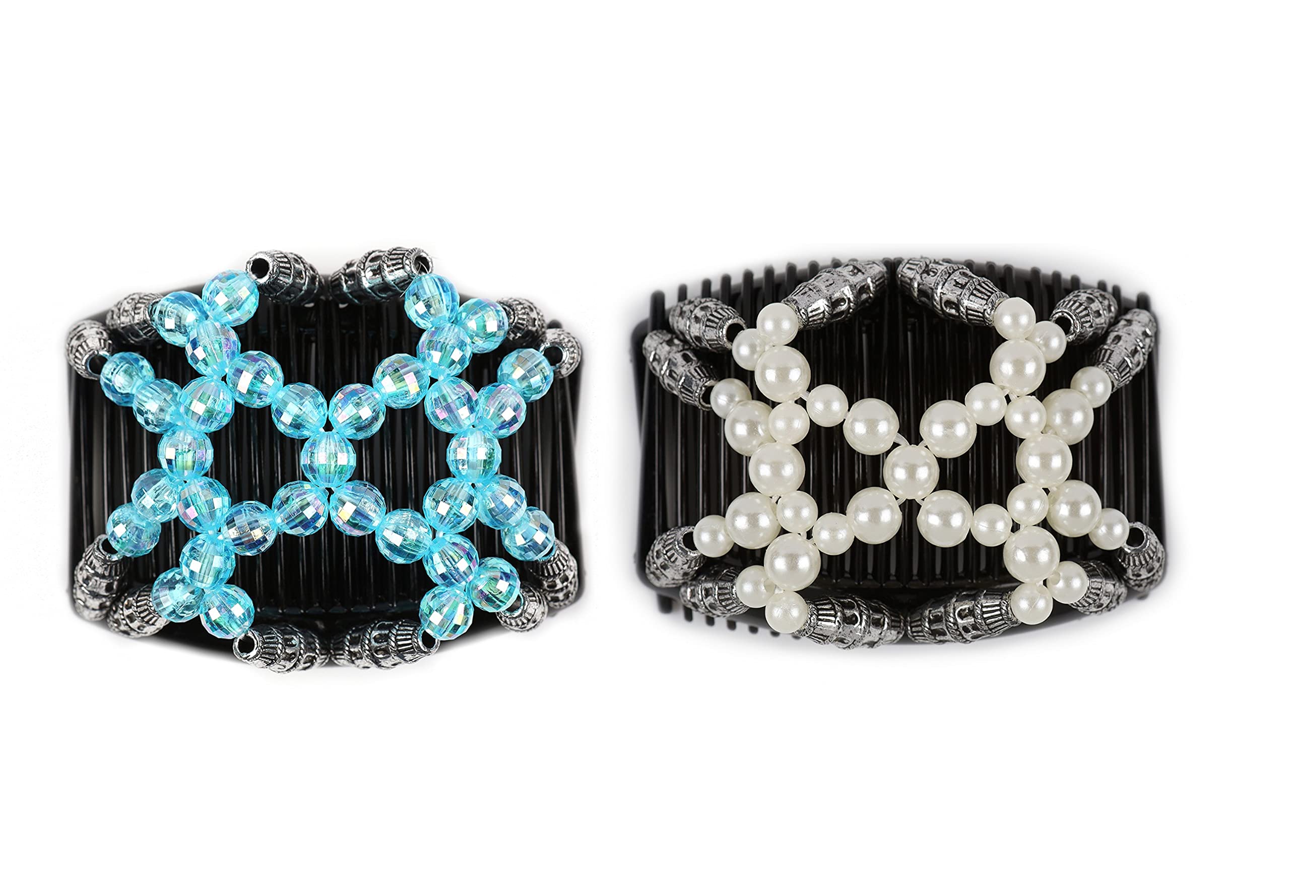 AabiAabhi Fashion Womens Classy Hair Clip (Clp7_Aqua and Pearl) Combo of 2