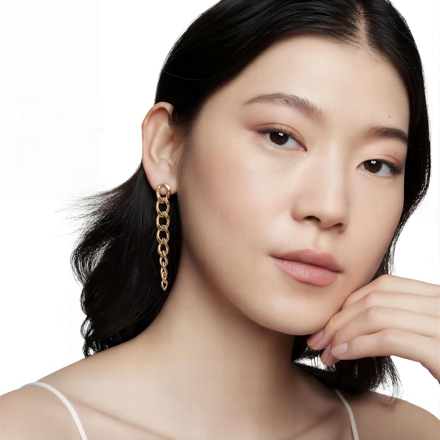 Gold Plated Link Chain Dangle Earrings for Women, 925 Sterling Silver Post Stud, Long Drop Paperclip Tassel Dangly, Trendy Dainty Statement Jewelry Gift - Image 8