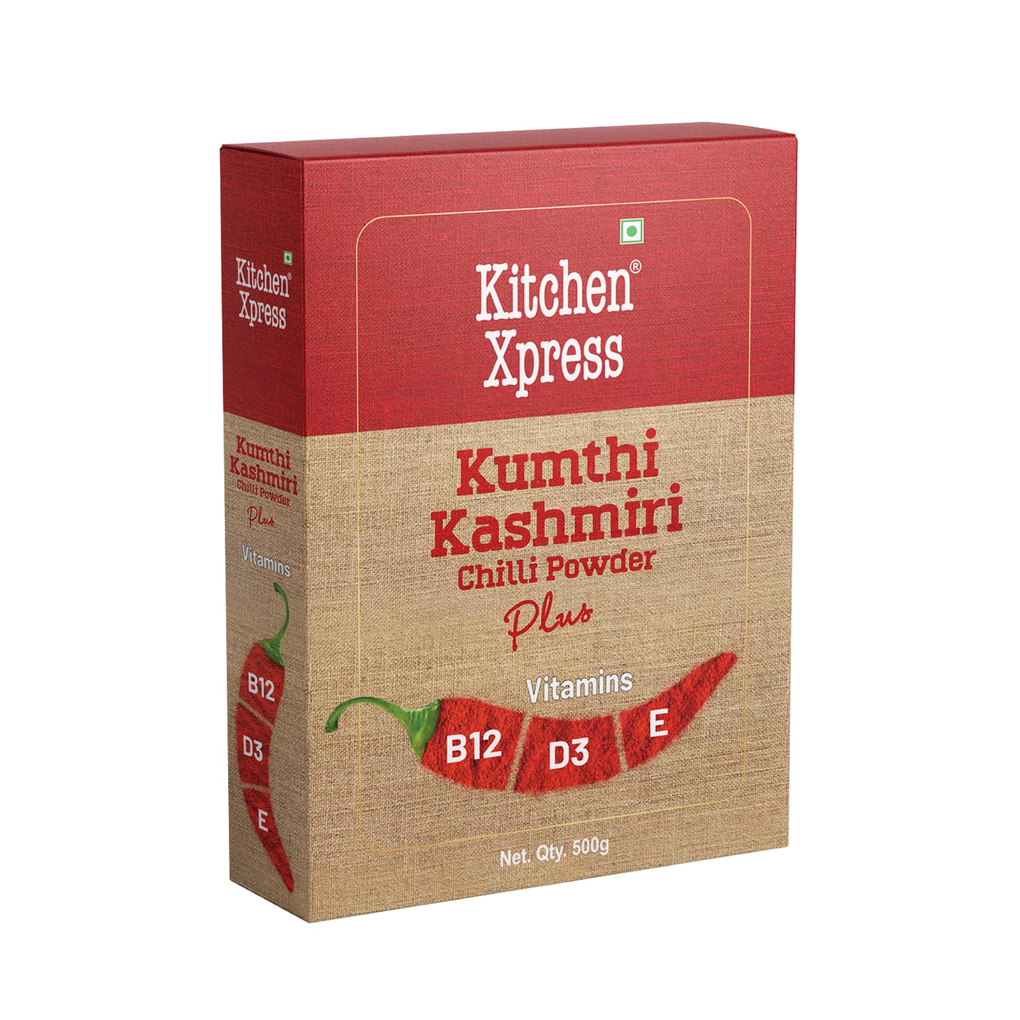 Kitchen Xpress Kashmiri Chilli Powder Plus with Vitamins B12, D3, and E | 500g | Pure, Additive-Free Kumthi Kashmiri Lal Mirch Powder | Rich Red Colour (B0D6BSWPSN) Amazon Price History, Amazon Price Tracker