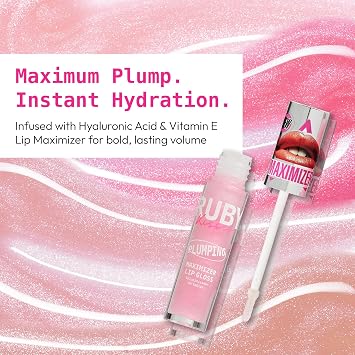 Ruby Kisses Hyaluronic Lip Gloss, High-Shine Volumizing Plumping Hydrating