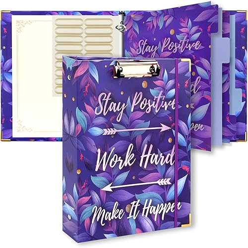 Carpeta de 3 anillos con portapapeles, 2 bolsillos, carpeta de 3 anillos morada (11 x 8.6 pulgadas), carpetas con separadores de pestañas para disponible en Yaxa Peru