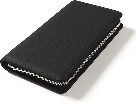Leatherology Zippered RFID Travel Wallet & Passport Holder - Black Onyx