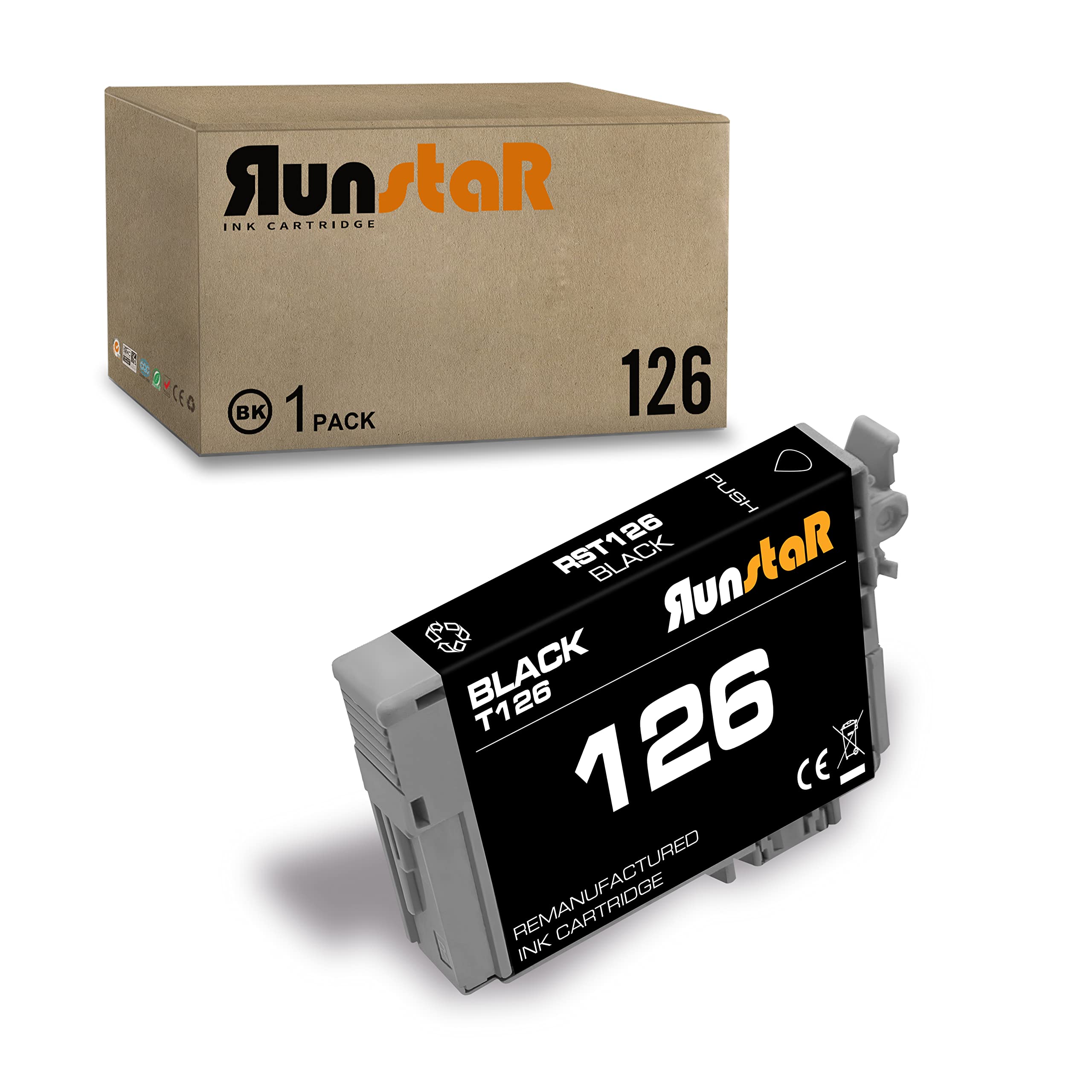 Run Star T126 Remanufacture Ink Cartridge Replacement for Epson 126 T126 for Workforce 435 520 545 635 645 845 WF-3520 WF-3530 WF-3540 WF-7010 WF-7510 WF-7520 (3-Black)