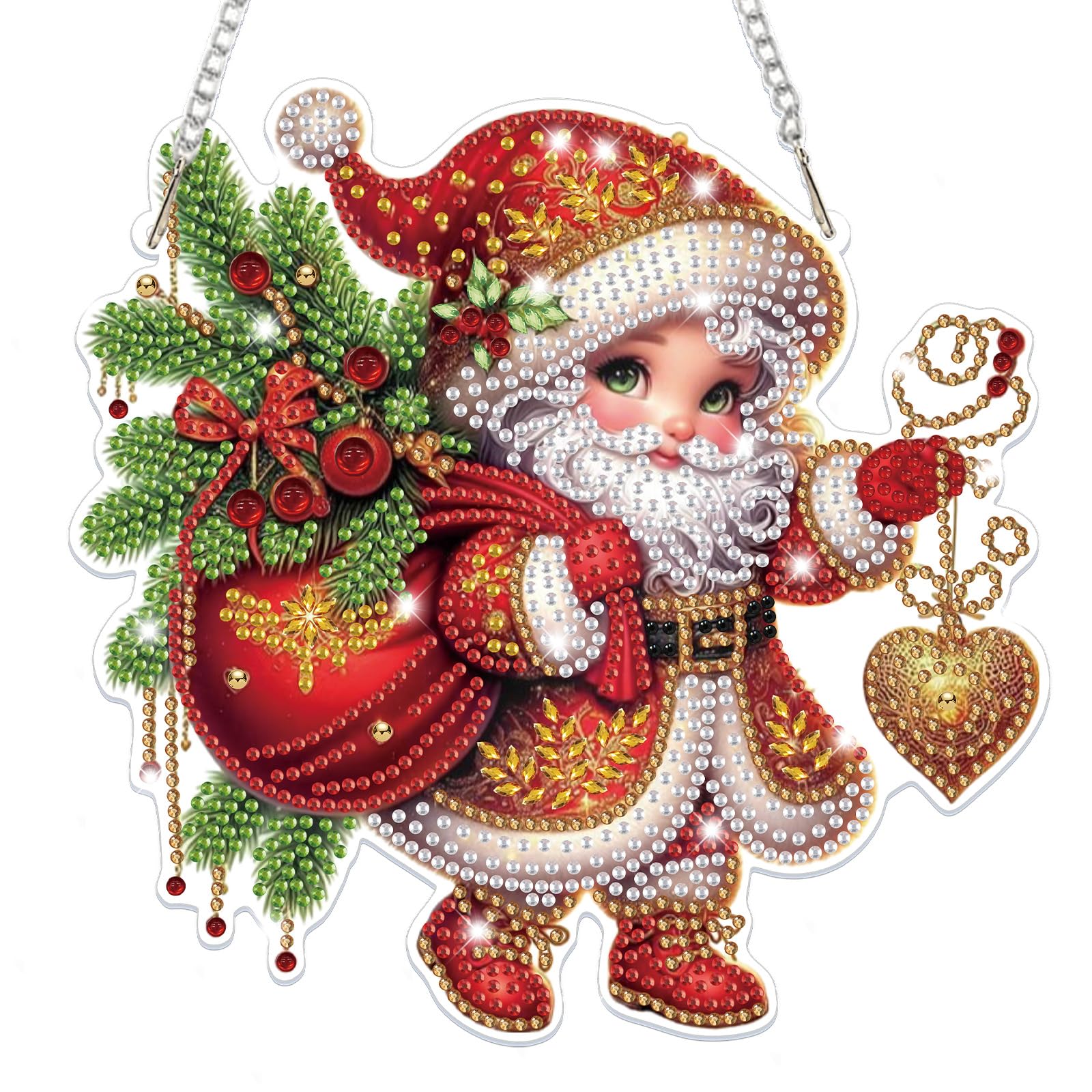 Lxmsja Christmas Diamond Art Hanging Ornaments for Adults Kids Diamond Painting Santa Claus Kits