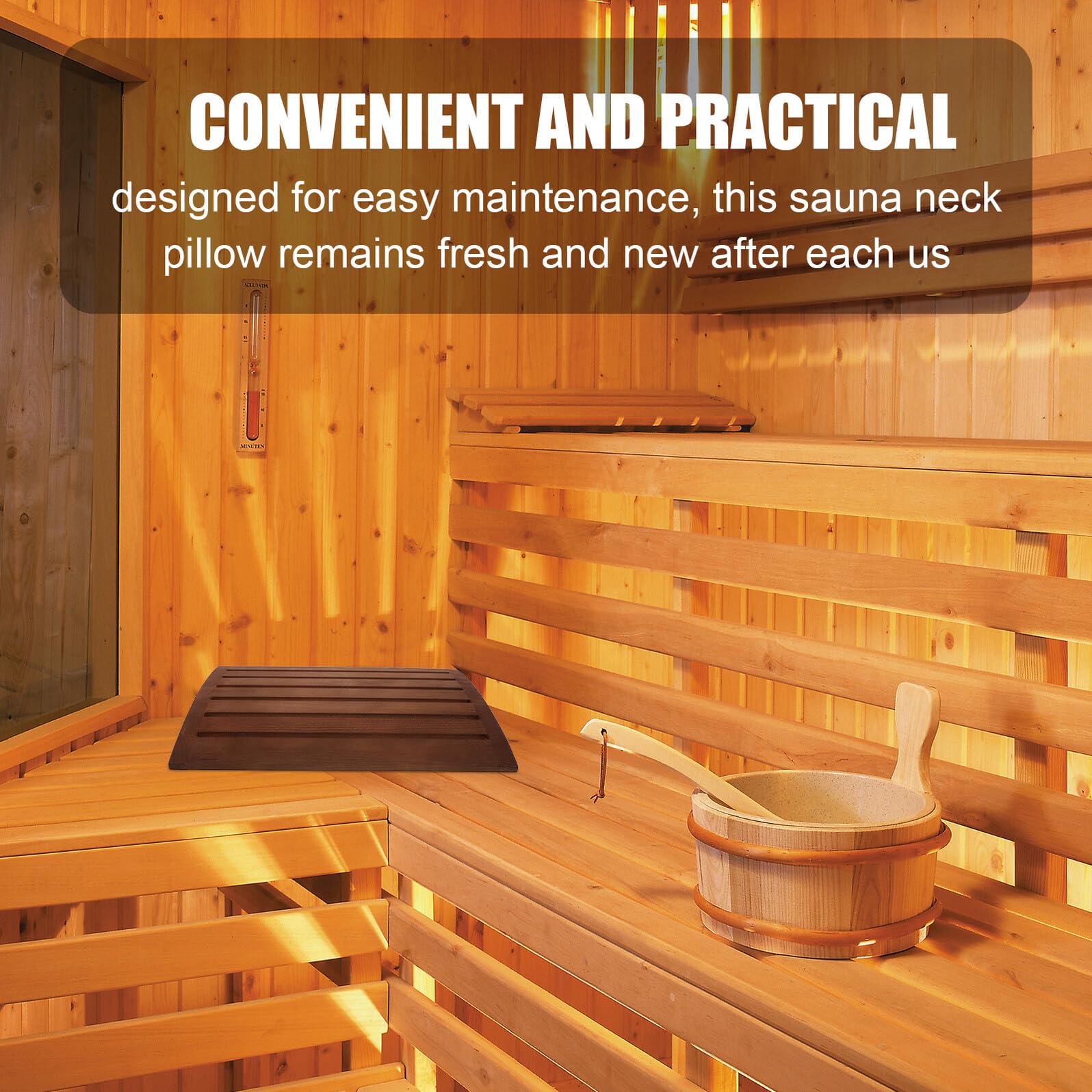 DOITOOL Oreiller Cervical de Sauna en Bois Massif 38 X 30 X 7 Cm, Accessoire Ergonomique Antidérapant pour Spa et Hammam, Soutien Cervical Naturel pour Détente et Relaxation en Cabine