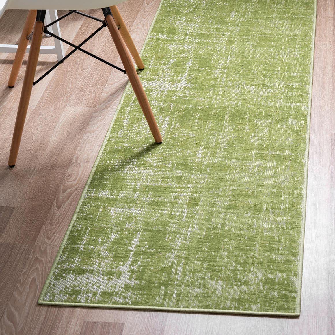 Rugs.com Valencia Collection Runner Rug – 10 Ft Runner Green Low Rug Perfect for Hallways, Entryways