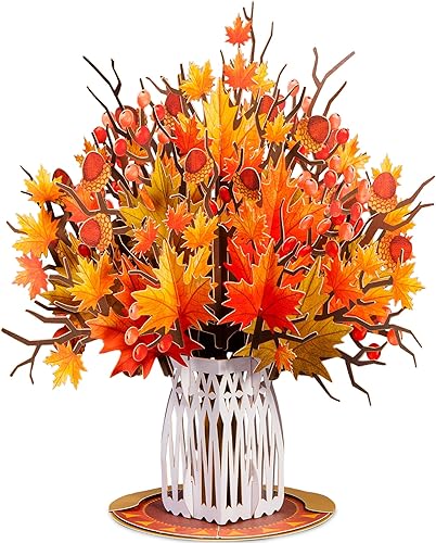 Paper Love HugePop - Ramo de hojas de arce 3D, con ramo de papel desmontable, para otoño, Acción de Gracias, cumpleaños, todas las ocasiones,