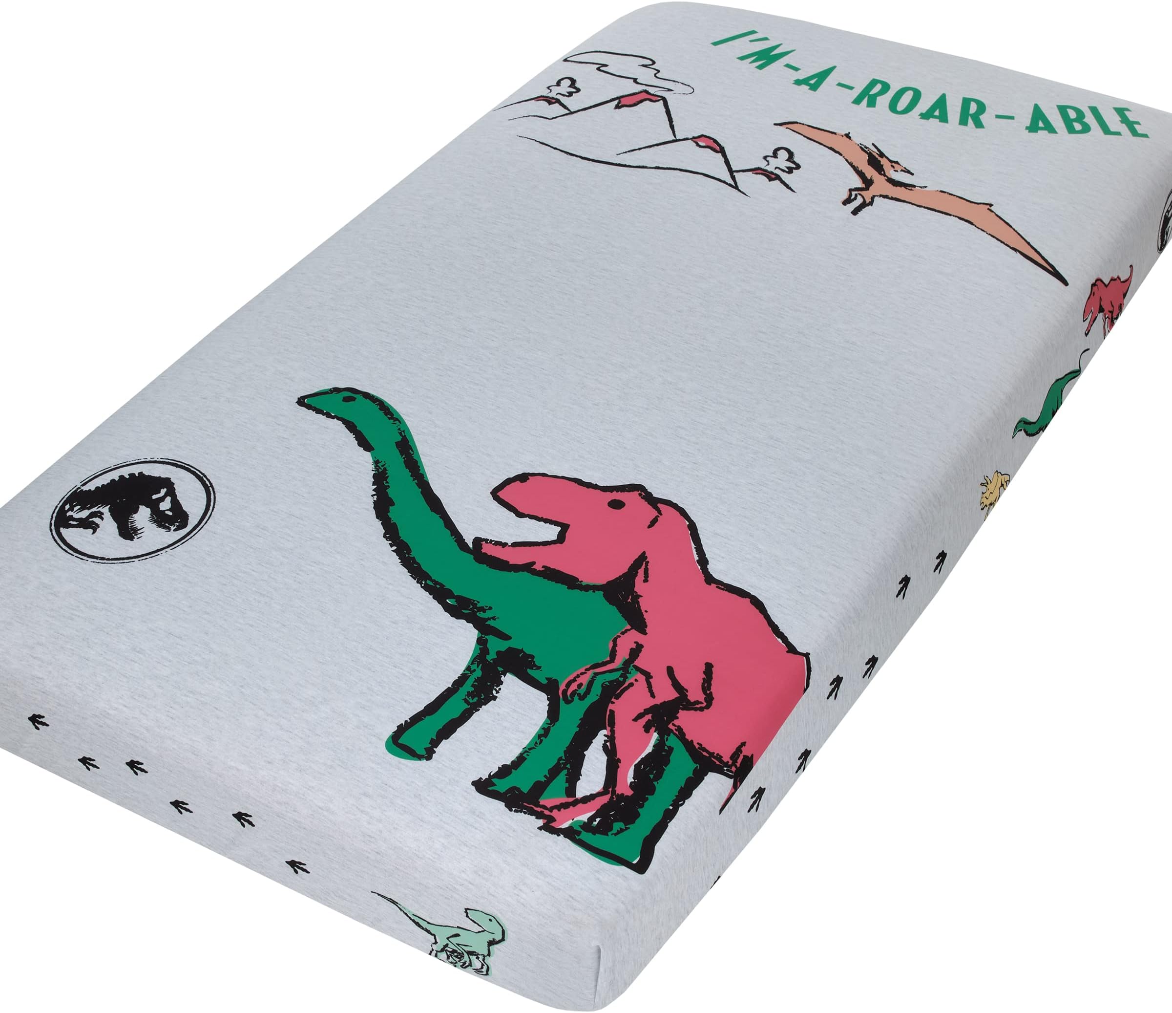 Welcome to The Universe Baby Jurassic World Dinosaur I'm-A-Roar-Able Photo-Op Fitted Crib Sheet