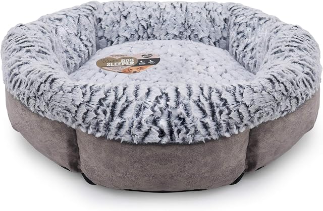 Rosewood Luxury Fleece Lined Plush Bed, Super Soft Plush Pet Bed, 64cm x 20cm, Grey