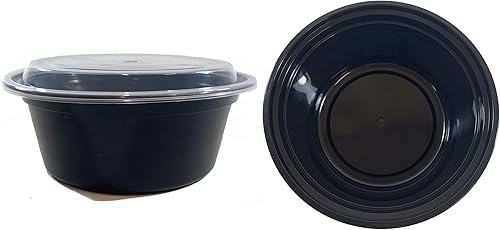 Miniatura 2 de 50 juegos de recipientes redondos de alimentos de 32 onzas para preparar comidas, apto para microondas, plástico reutilizable, sin BPA