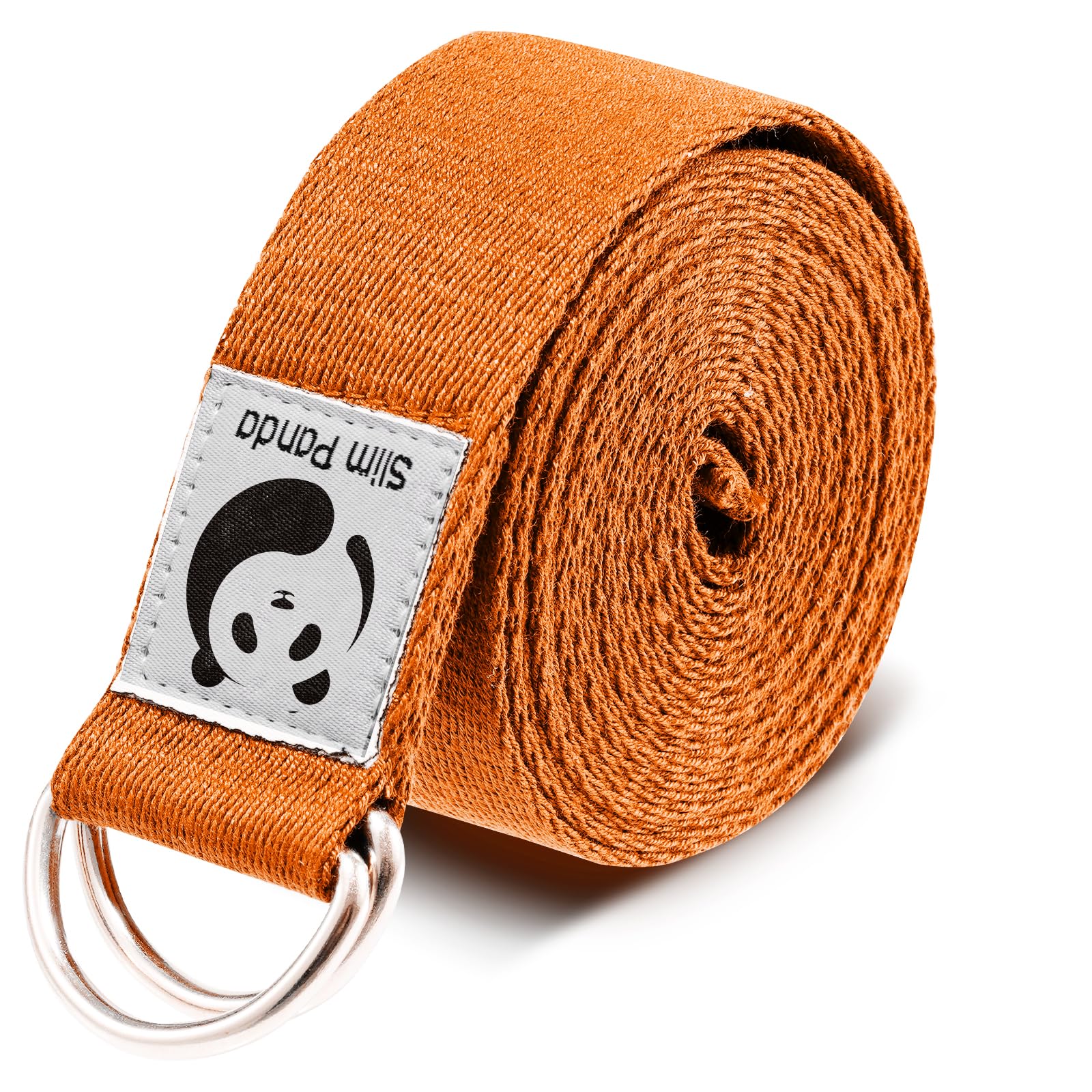 Slim Panda Yoga Belt Pilates Yoga Straps Stretch for Exercise Workout Dance, 100% Cotton Yoga Belt with Safety D Ring Buckles for Stretching, Flexibility(Beige 180CM)