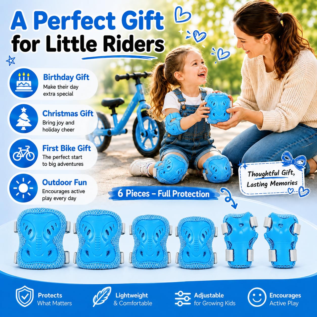 Ensemble de genouillères et coudières pour enfants – Équipement de protection réglable avec protège-poignet pour patinage, scooter, vélo, skateboard – Coussinets de sécurité pour tout-petits et jeunes