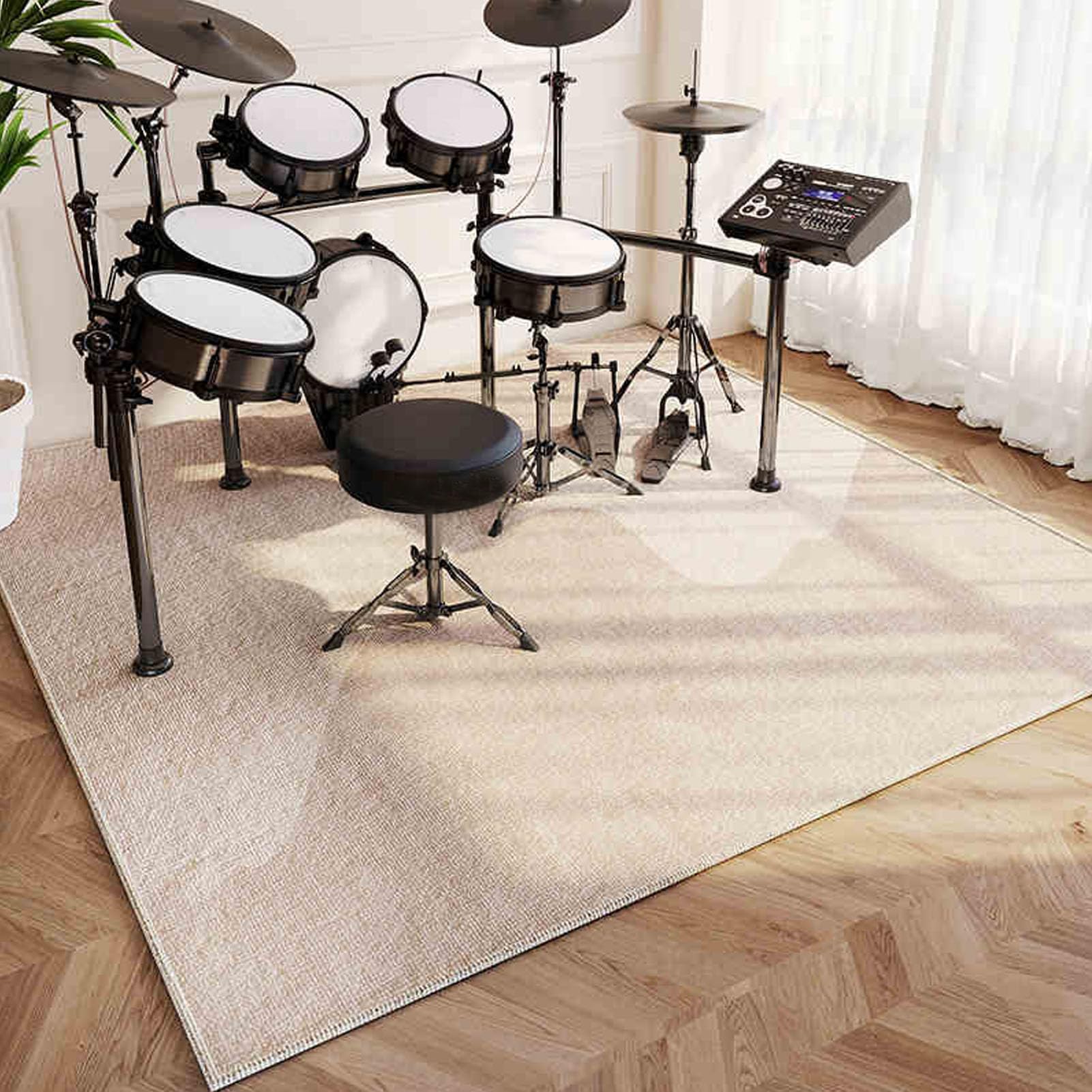 Drum Mat Rug Soundproof Rugs Musical Instrument Pads Non-Slip Drum Carpet Professional Rectangle Electronic Jazz Drum Kit, For Bass Drum Snare, Piano and Other Musical Instrument Mat 200 x 180 cm