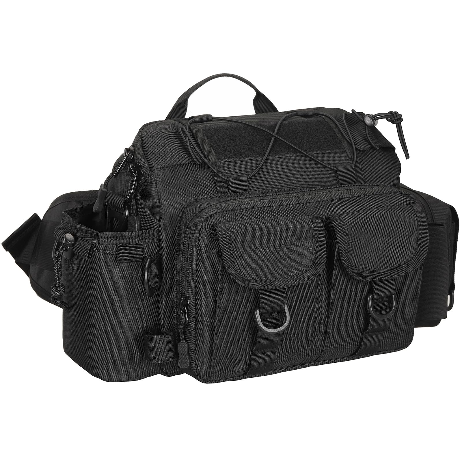 CamGo Tactical Range Bag Large Outdoor Hiking Waist Pack EDC Utility Crossbody Messenger Bag Lumbar Gear Pouch (01-Black)