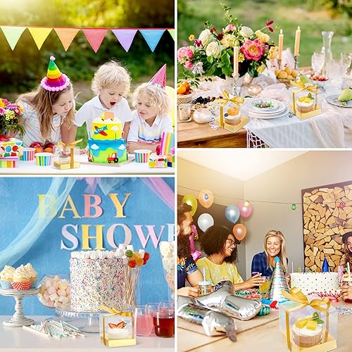 Miniatura 7 de 96 cajas individuales para cupcakes, contenedor individual para cupcakes, soporte de plástico para cupcakes con cintas e insertos para regalos de