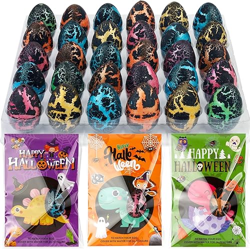 Recuerdos de fiesta de Halloween, paquete de 30 huevos de dinosaurio para incubar de Halloween, rellenos de bolsas de regalos de Halloween a granel,