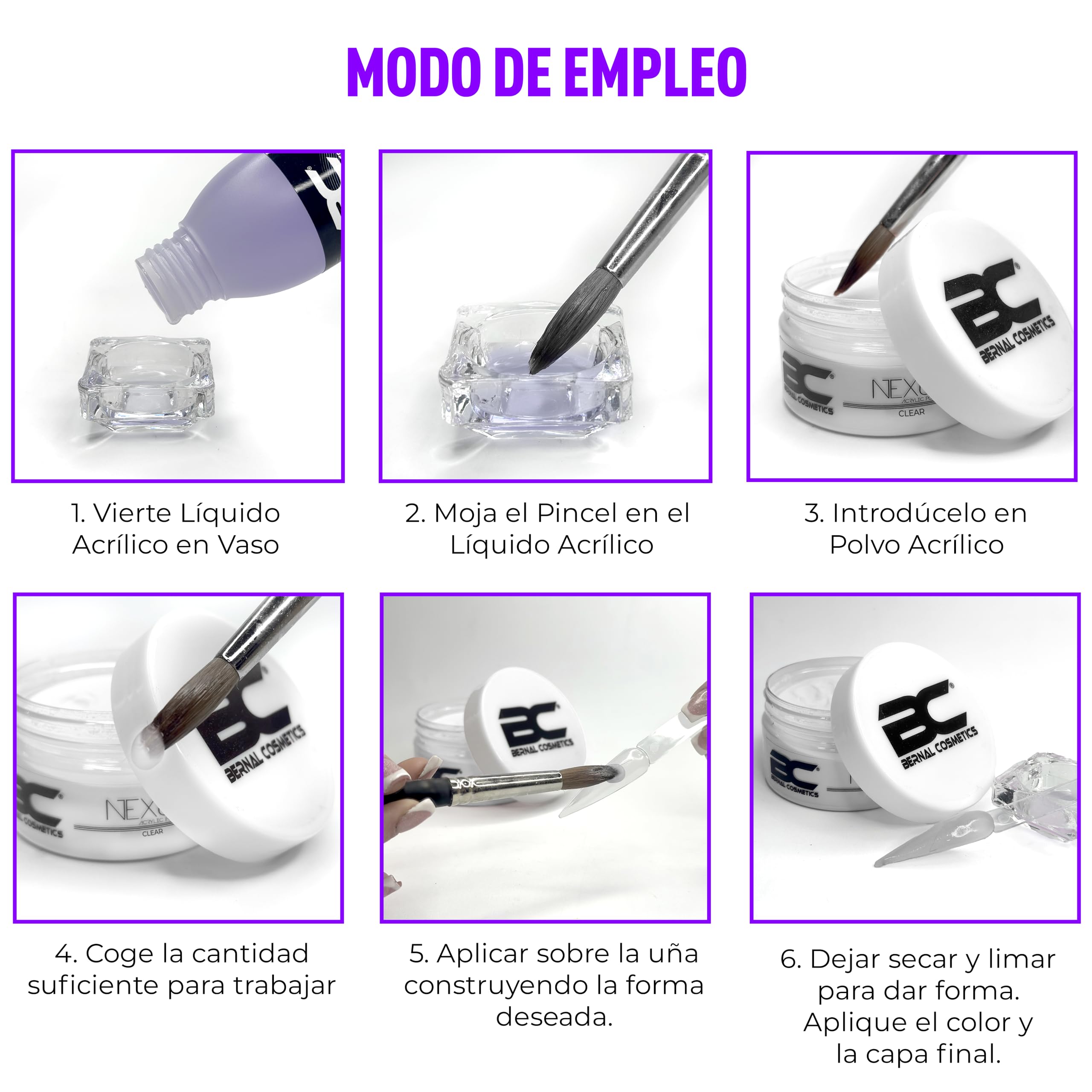 Polvo Acrílico - Clear (Transparente) 200g | Acryl Powder Clear | Bernal Cosmetics
