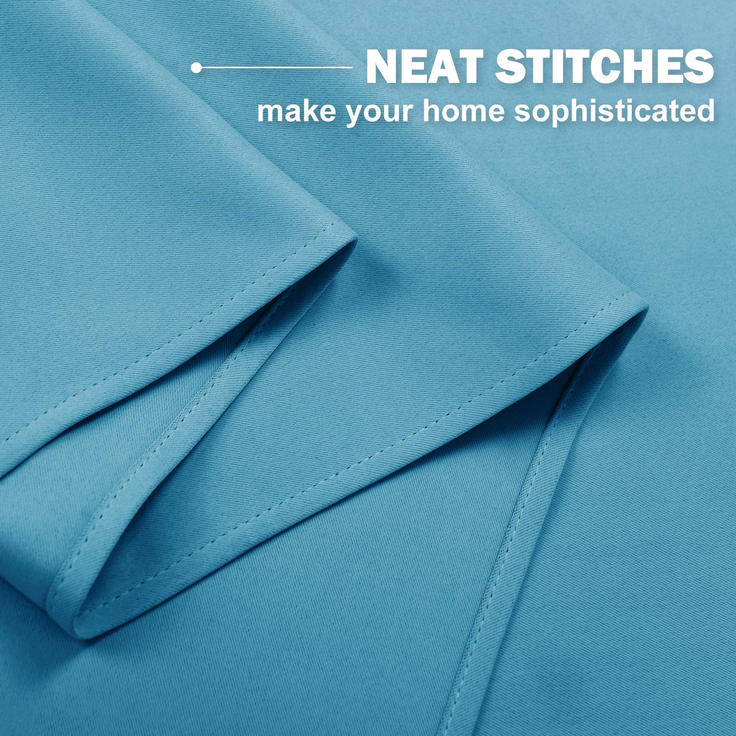 NICETOWN Blackout Window Curtains for Nursery, Eyelet Top Window Treatment Blackout Curtain Panels (Teal Blue=Light Blue - Image 4