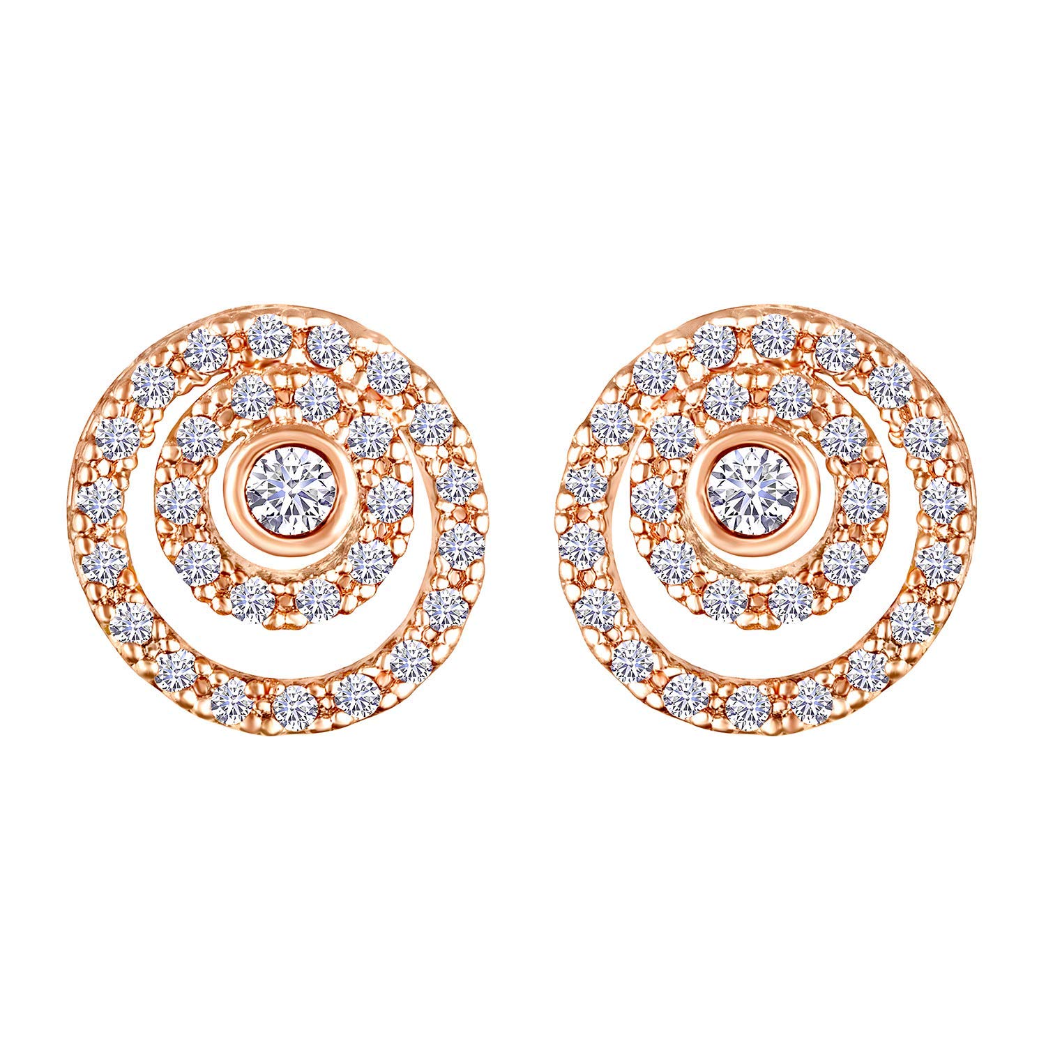 I Jewels Stylish Latest Fashion Rose Gold Plated CZ American Diamond Embellished Round Stud Earrings for Women (E2872) (B08THM5ZYD) Amazon Price History, Amazon Price Tracker
