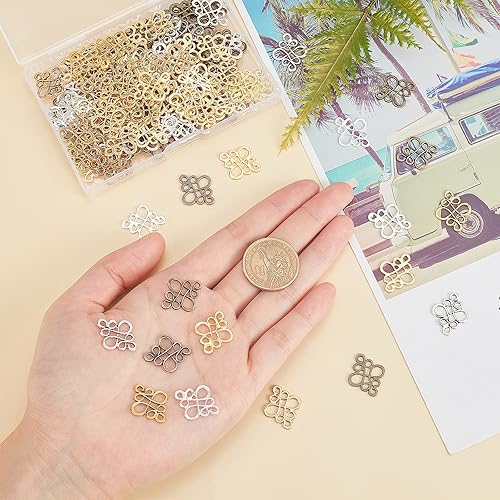 Miniatura 3 de CHGCRAFT 144 piezas de 4 colores, 2 tamaños, nudo chino, eslabones tibetanos, conectores de forma de eslabones, dijes para hacer joyas, accesorios