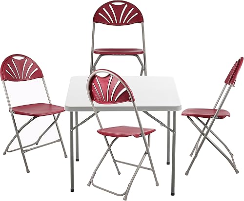 BTEXPERT Juego de mesa plegable cuadrada de 5 piezas mesa de 34 pulgadas 4 elegantes sillas para adultos para juegos de mesa noches reuniones