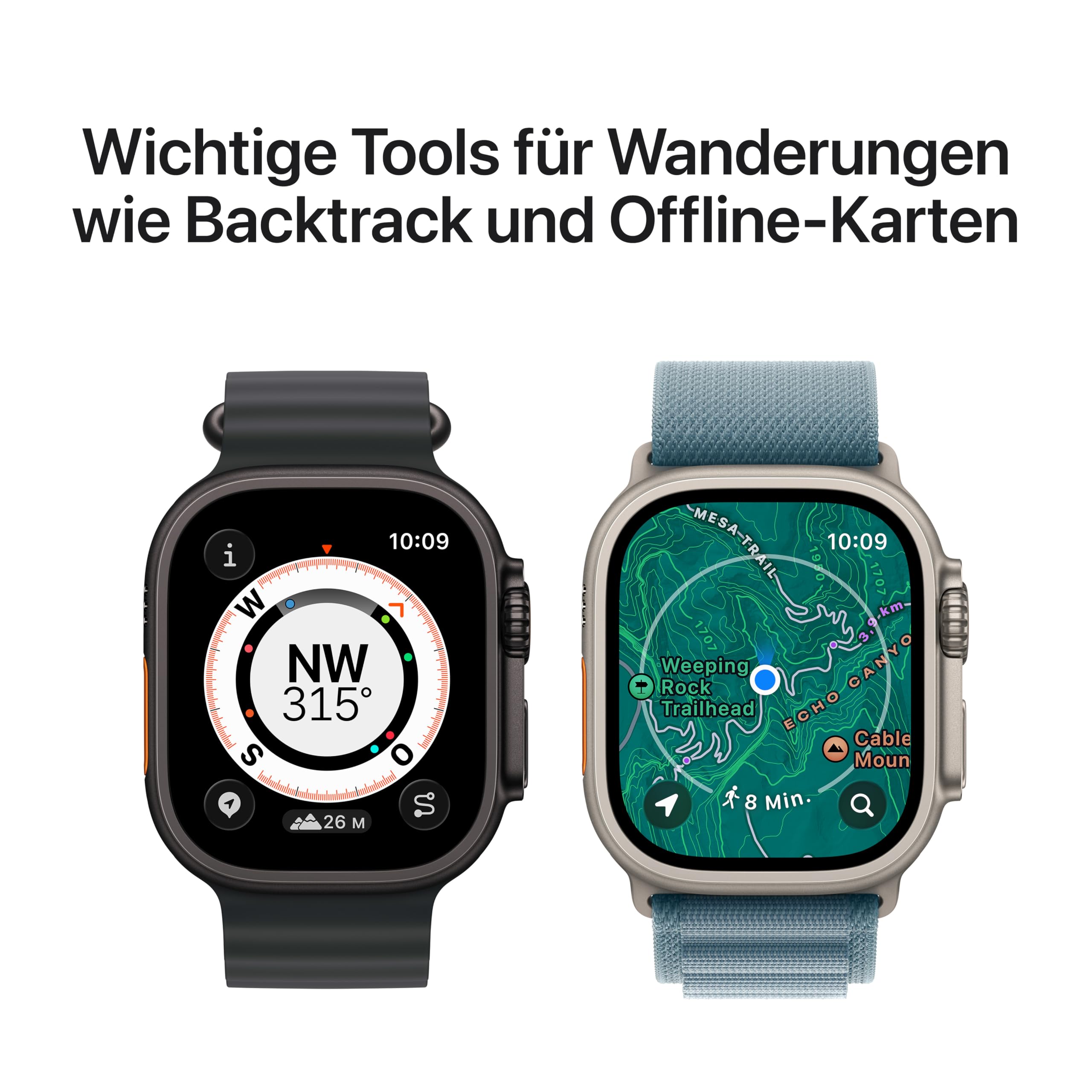 Apple Watch Ultra 3 GPS + Cellular 49 mm Premium Smartwatch für Lauftraining und Kombinationssport mit robustem Titangehäuse in Schwarz und Alpine Loop in Schwarz (Medium)