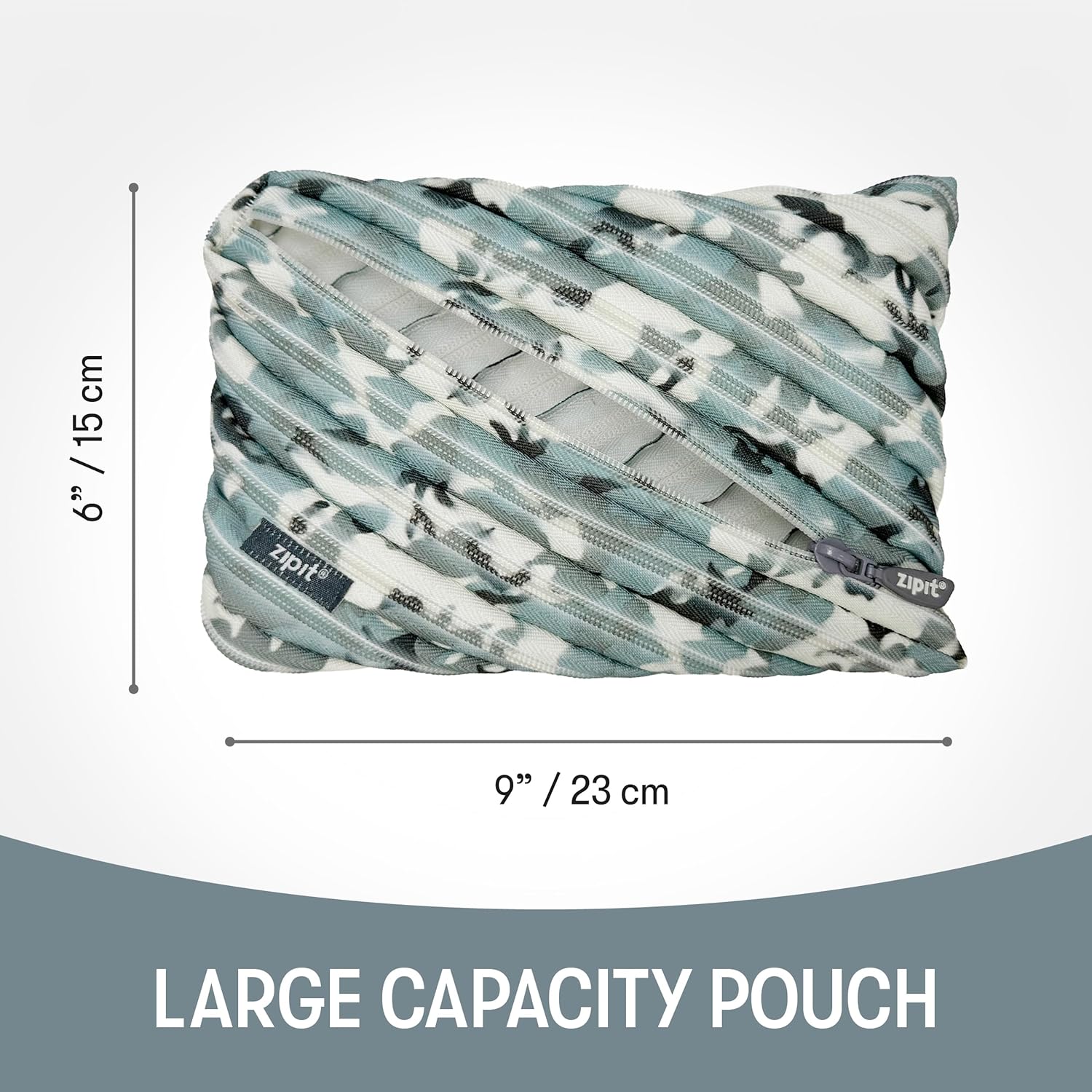 ZIPIT Camo Pencil Case for Boys | Big Pencil Pouch for School, College and Office | Pencil Bag for Kids (Grey Grey) Camo Grey