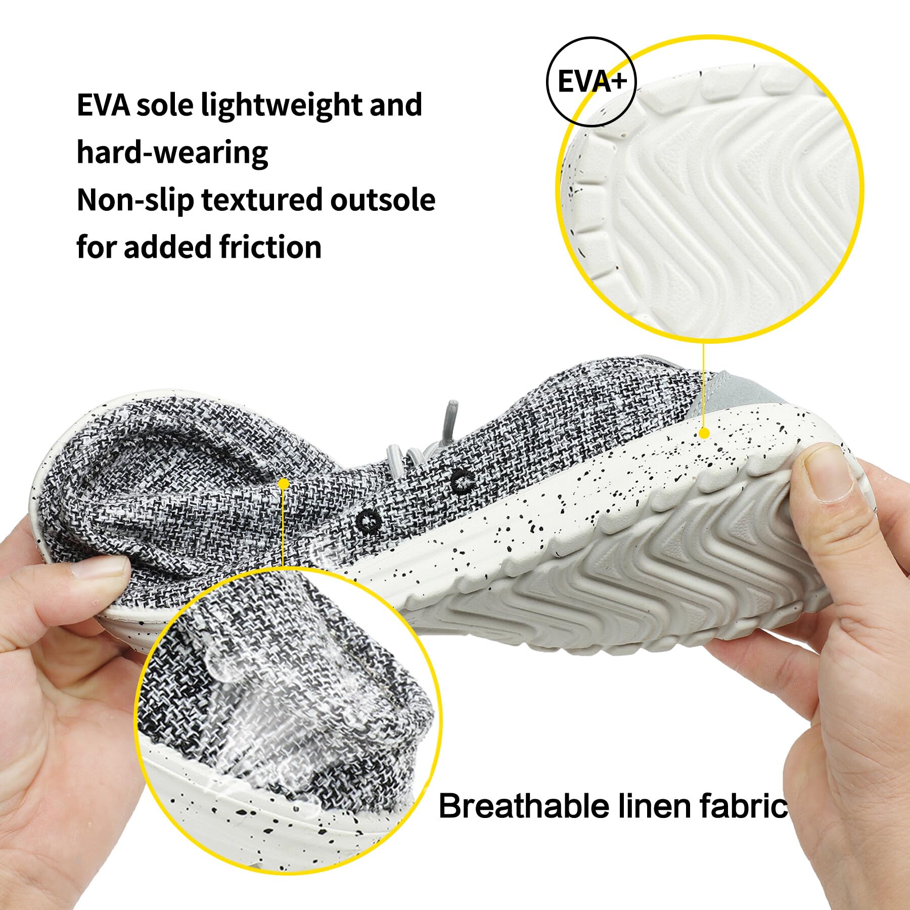 JSWEI Herren-Slipper zum Hineinschlüpfen, waschbar, Mokassin-Hausschuhe, atmungsaktiv, leicht, Deckschuhe für Herren, bequem, rutschfest, Schwarz / Grau, Größe 39-47