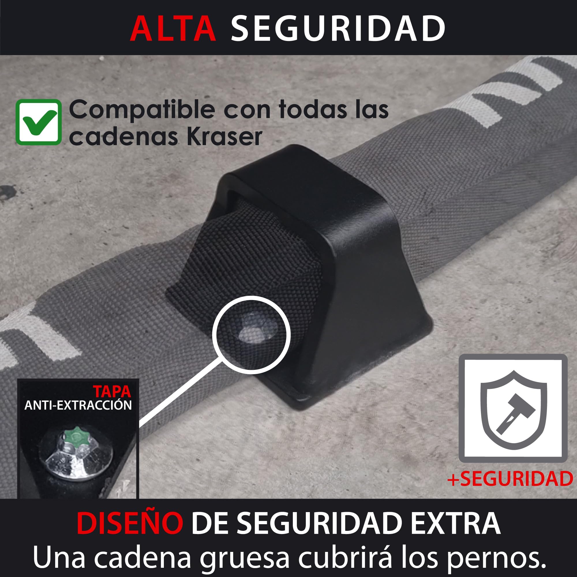 KRASER KR45B Anclaje Suelo Moto y Pared, Único con Base Antipalanca, Compacto y Resistente, Antirrobo de Alta Seguridad para Anclar Moto y Antirrobo Bicicleta Garaje, Compatible con Cadenas y Candados