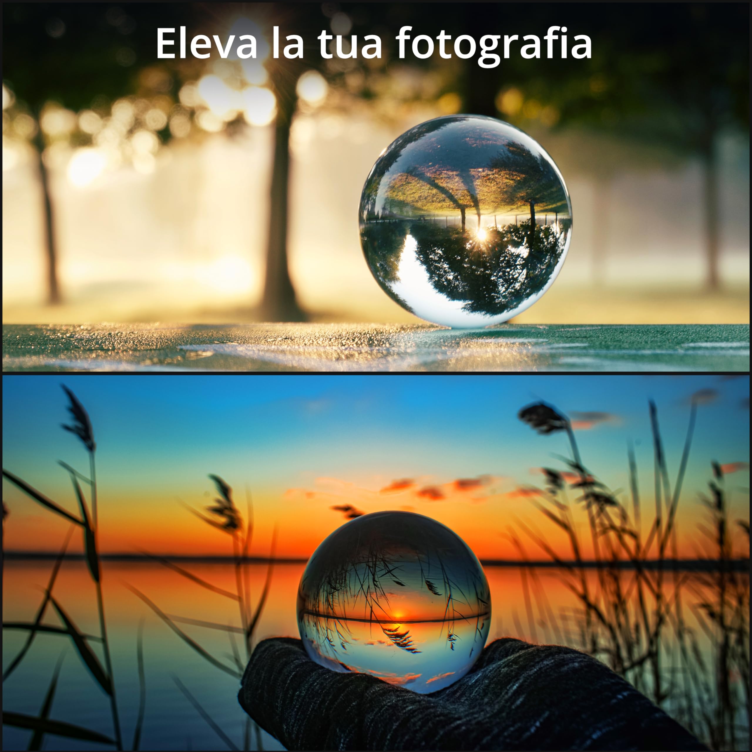 Winter Shore 4 Pezzi Set Fotografico Cristallo - Sfera di Cristallo, Cubo, Piramide, Prisma Triangolare in Vetro Ottico K9 - Accessori Geometrici per Insegnare, Giocare, Decorazioni, Scatti Creativi