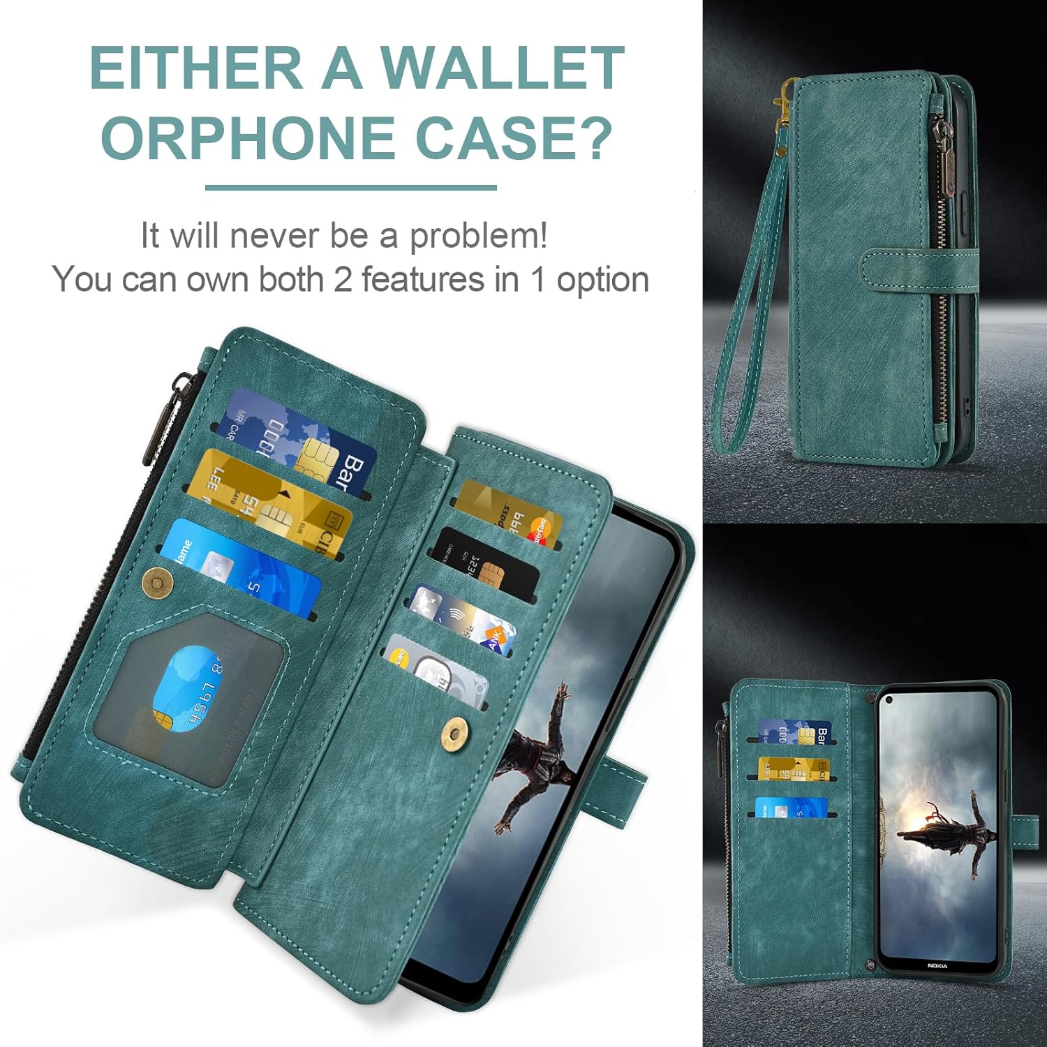 Asuwish Phone Case for Nokia X100 5G Wallet Cover and Tempered Glass Screen Protector Leather Flip Credit Card Holder Stand Lanyard Rugged Cell Accessories NokiaX100 X 100 100X TA-1399 Women Men Blue