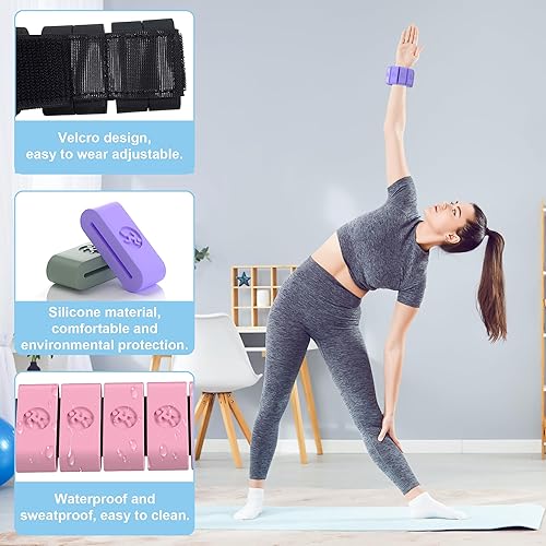 Miniatura 6 de Pesas de muñeca ajustables para mujeres y hombres, pesas de pierna para mujeres de 0.75 a 1 libra cada una para caminar, yoga, danza, barras,