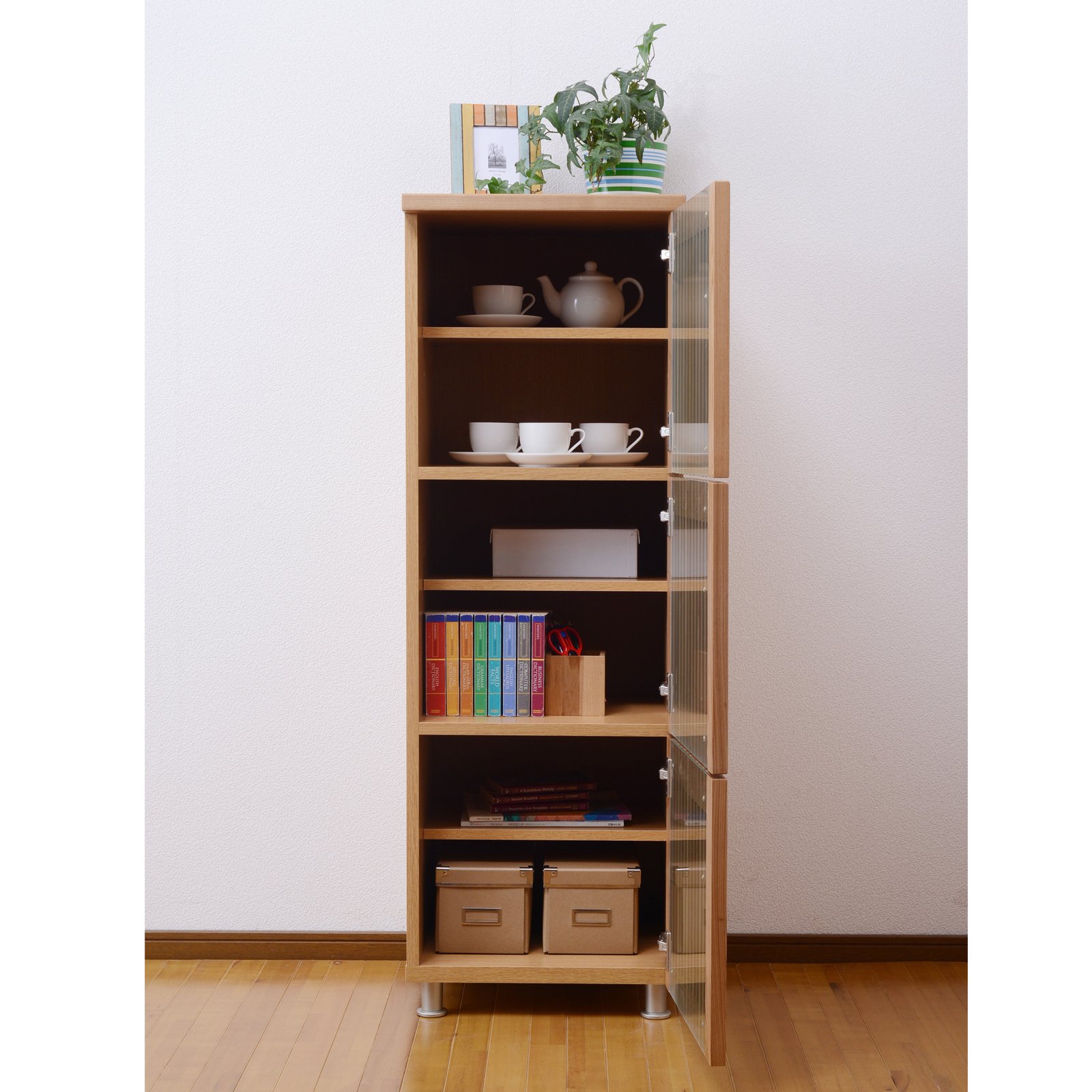 Amazon｜大川家具 アビライト 日本製 キャビネット 天然木タモ材