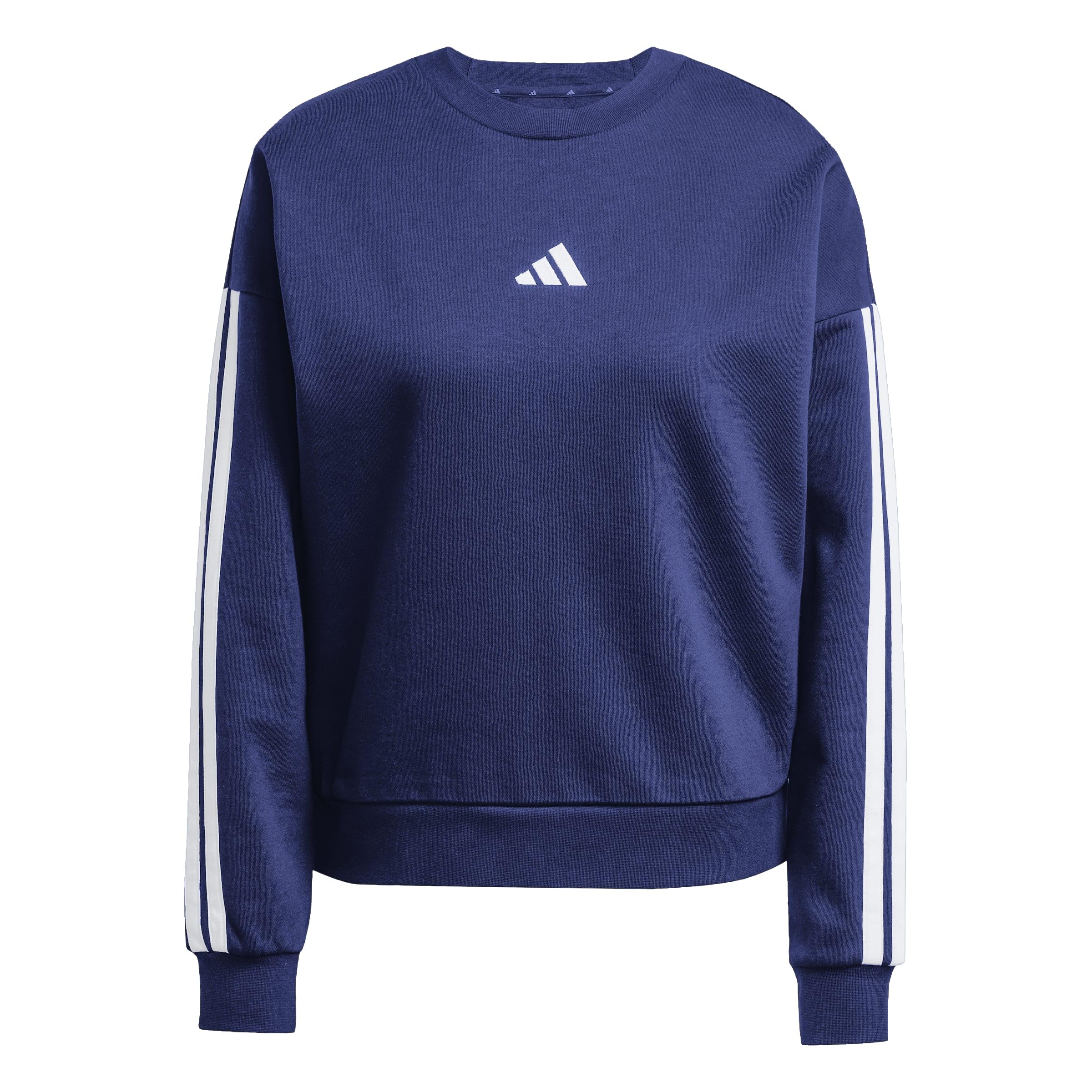 adidas Women's Essentials 3-Stripes Fleece Sweatshirt, dark blue/white, XS