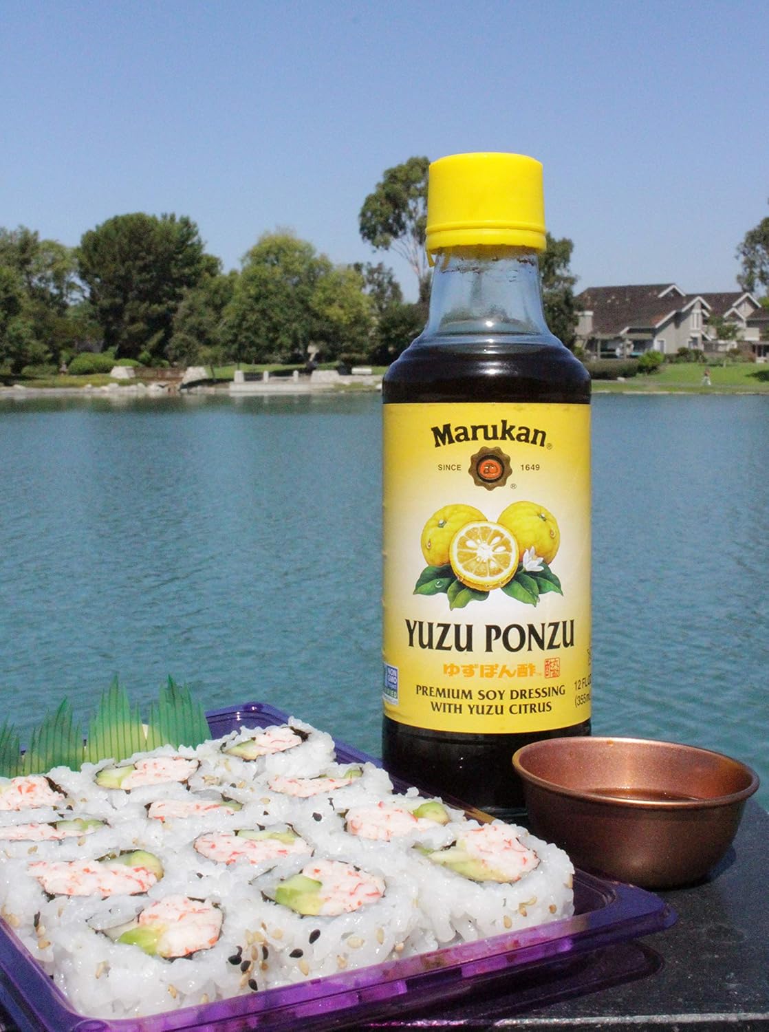 Marukan Ponzu Yuzu Soy Citrus Dressing (yellow label), 12 Ounce Glass Bottle (Pack of 6)