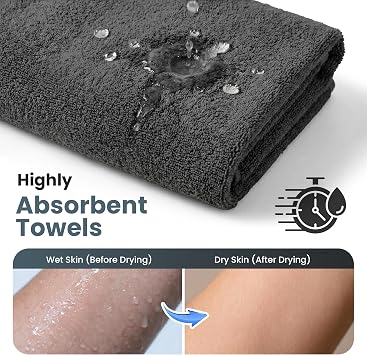 A & B TRADERS Bathroom Towels Bale Set 10-Piece 4x Hand, 4x face Cloths, 2x Bath Towels 100% Cotton Quick Dry Soft Absorbent (Black)