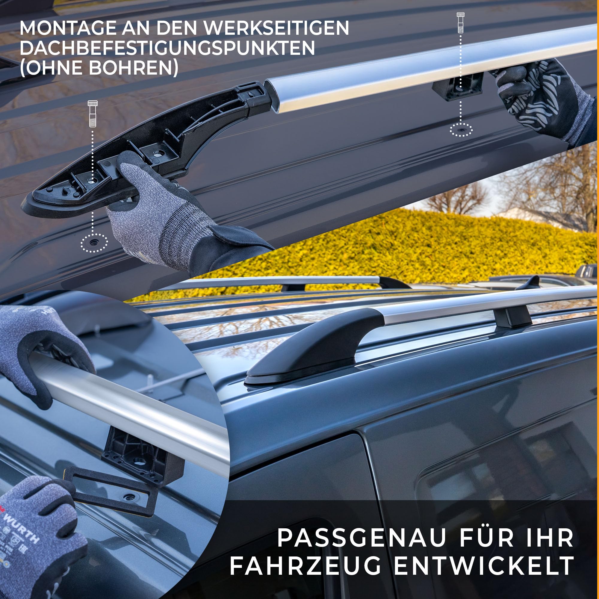 CHROMEMASTER | Dachrelinge Dachträger Kompatibel mit VW Transporter T5 L1 KURZ 2003-2015; Geeignet zur Montage von Dachträgern, Dachboxen und Fahrradträgern | Einfache und Schnelle Montage