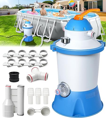 Bomba de filtro de arena de piscina de 1000 GPH para piscinas sobre el suelo, bomba de arena de piscina con temporizador, ahorro de energía, bajo